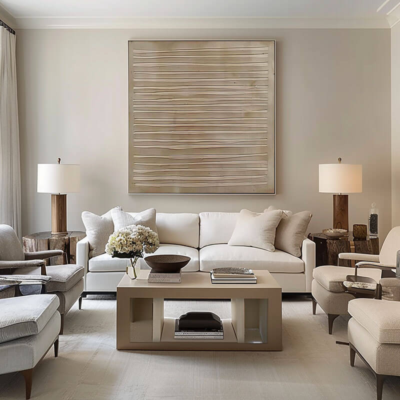 Minimalist Textured 3D Painting | Beige Plaster Wall Art #AA 152