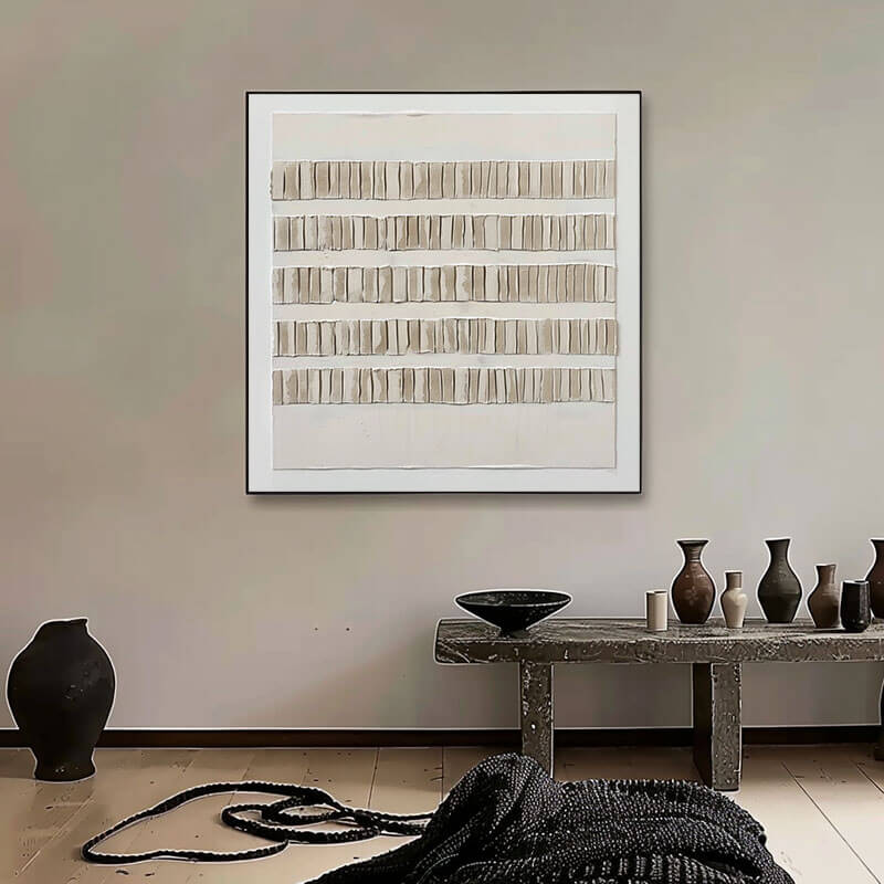Minimalist 3D Textured Painting | Beige & White Wall Art #AA 253