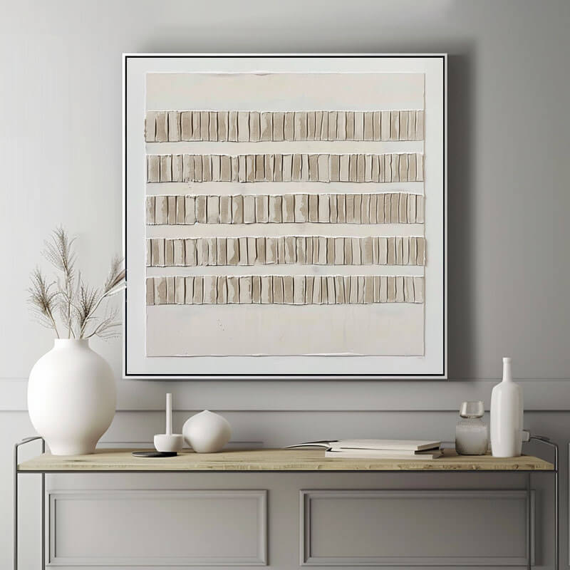 Minimalist 3D Textured Painting | Beige & White Wall Art #AA 253