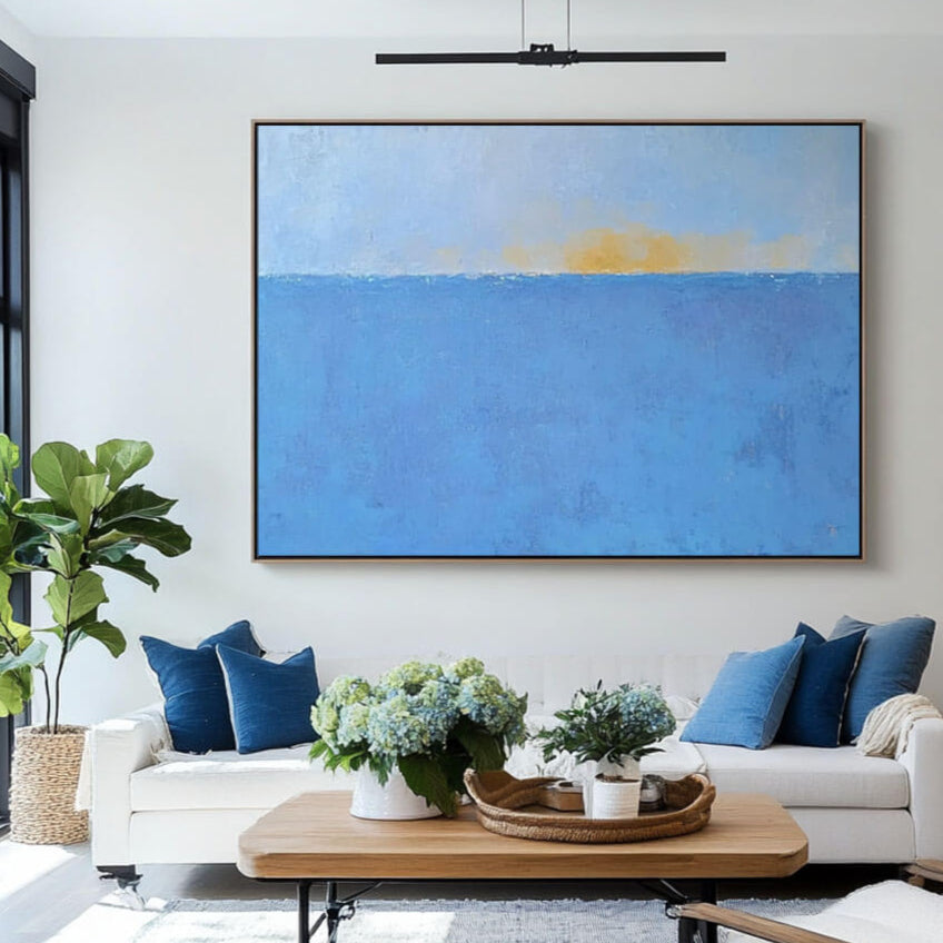 Minimalist Abstract Seascape | Calming Blue Ocean Art #AA 279