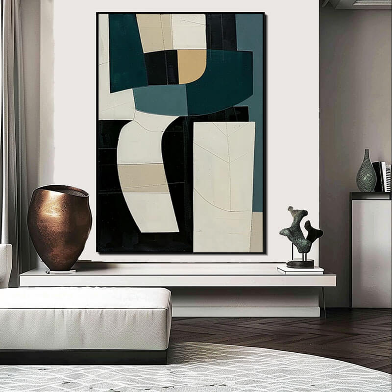 Japandi Style Wall Art | Neutral Geometric Abstract Painting #AA 043