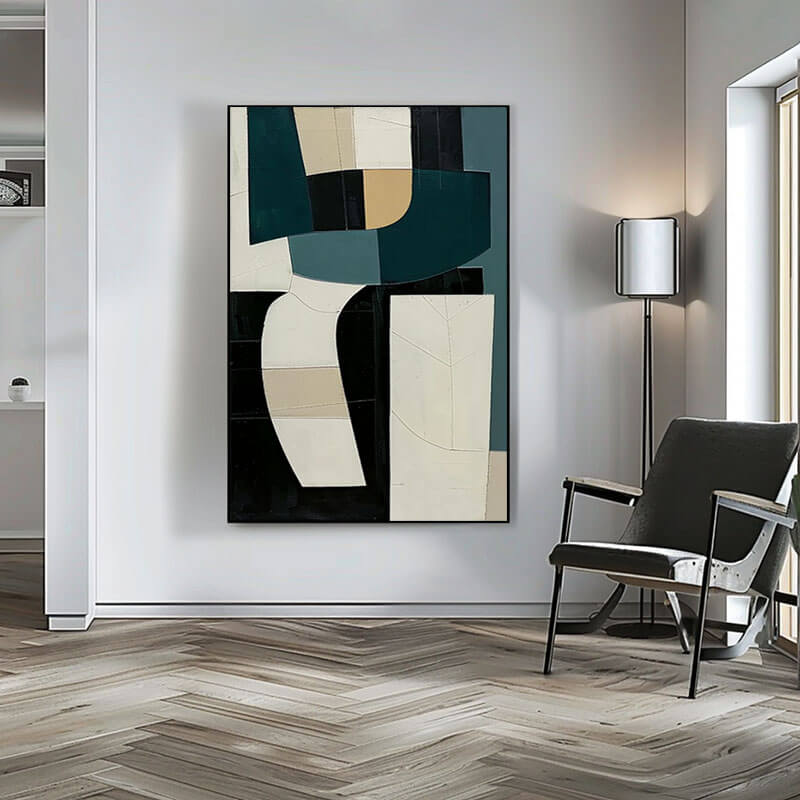 Japandi Style Wall Art | Neutral Geometric Abstract Painting #AA 043