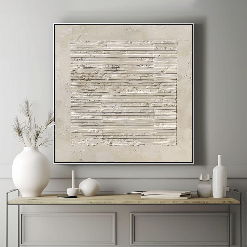 Large Cream and Beige Abstract Art | Warm Neutral Wall Decor #AA 358