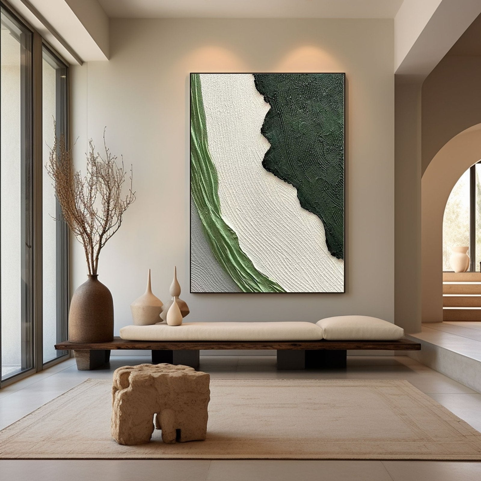 Large Textured Green Wall Painting | Modern Impasto Green Abstract Art #TC 191