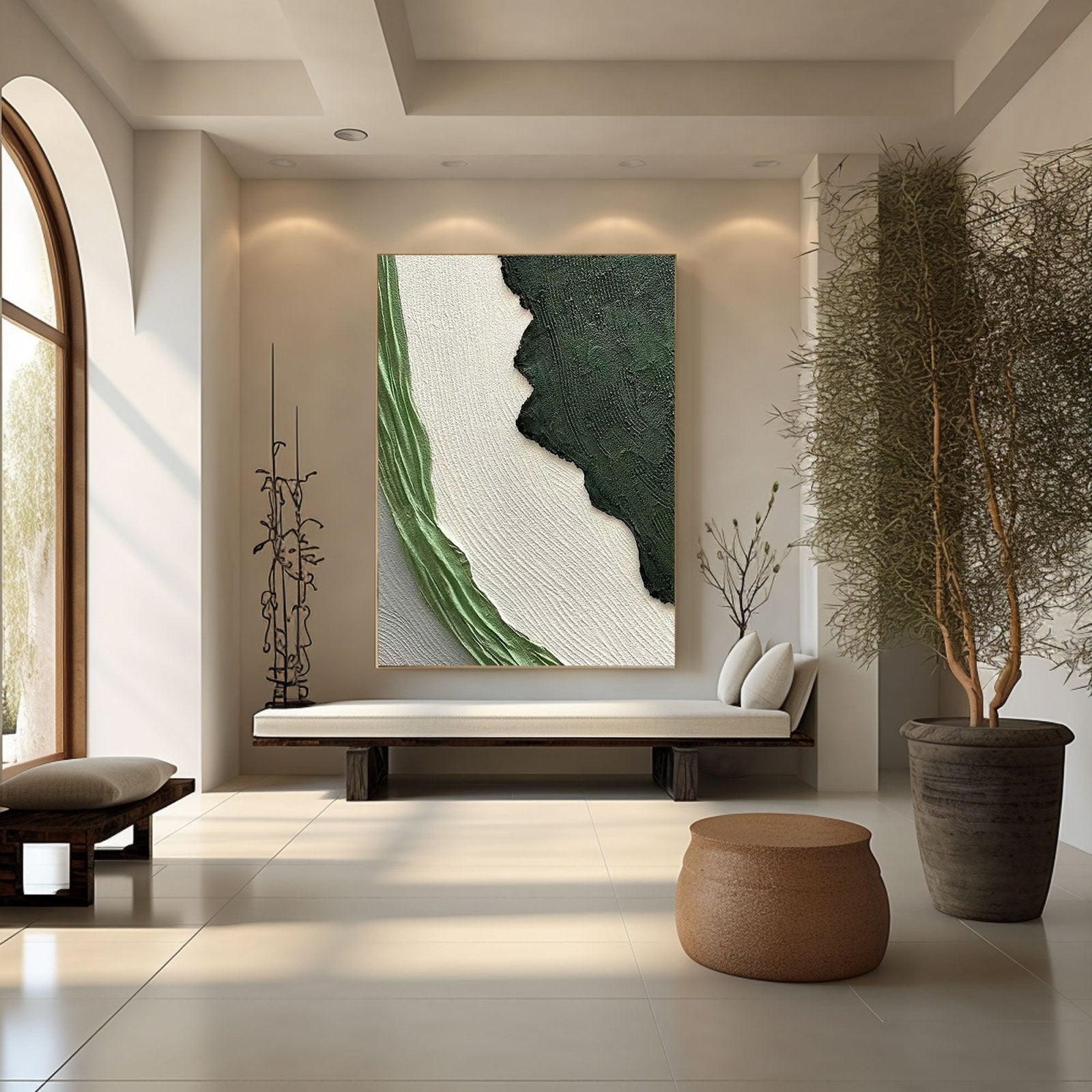 Large Textured Green Wall Painting | Modern Impasto Green Abstract Art #TC 191