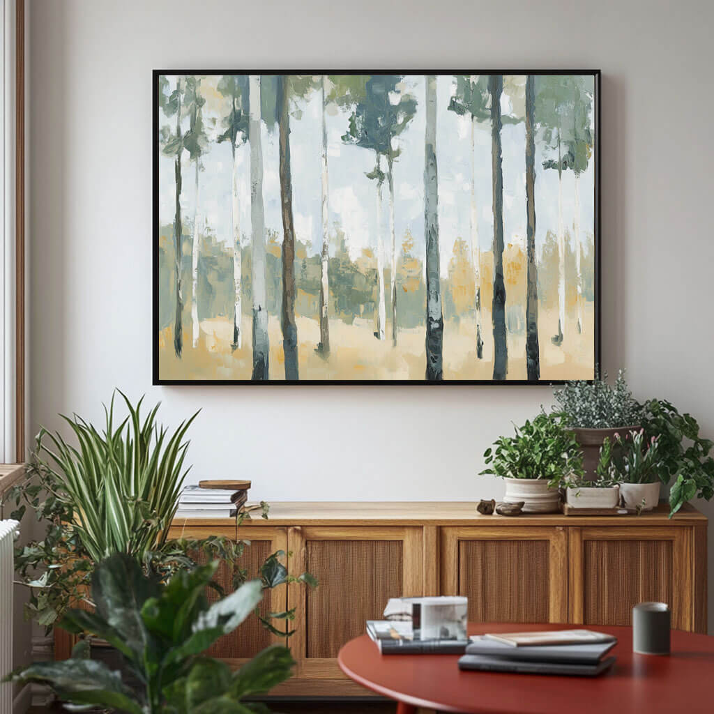 Abstract Birch Tree Forest Canvas Wall Art | Nature Landscape #AA 364