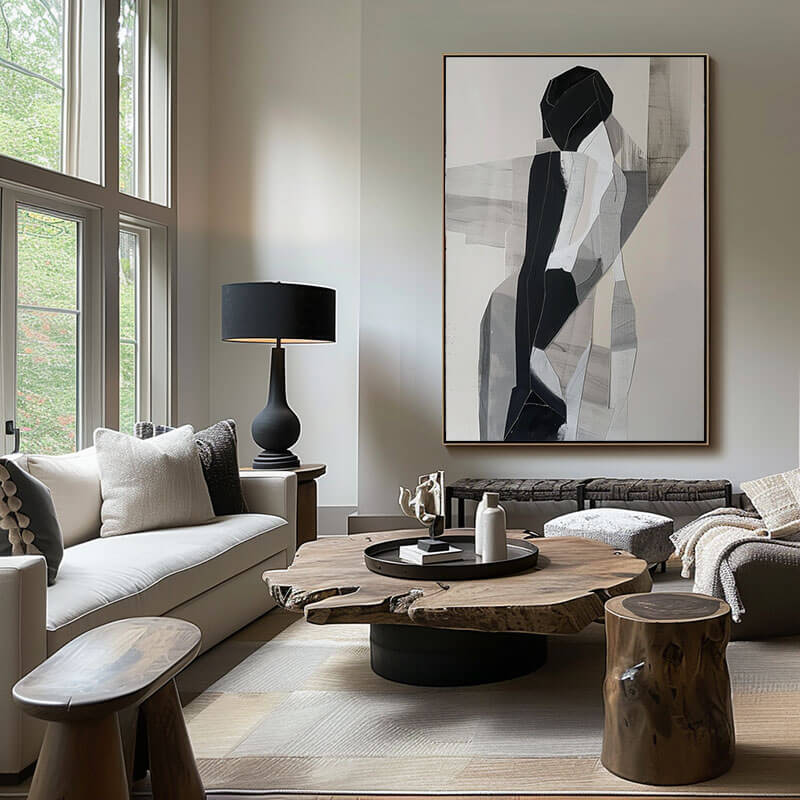 Modern Black & White Abstract Art | Minimalist Wall Decor #AA 041