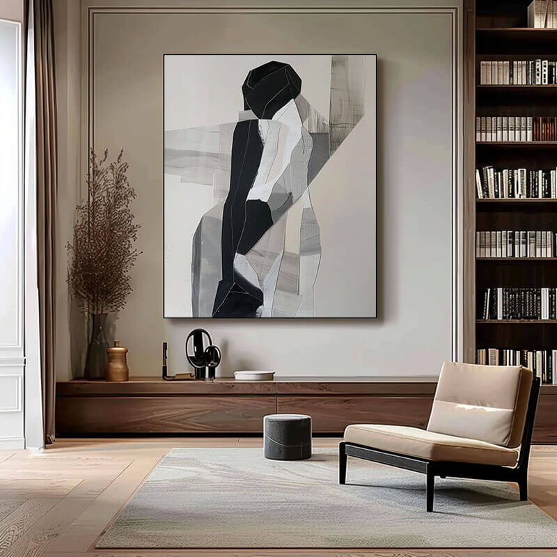 Modern Black & White Abstract Art | Minimalist Wall Decor #AA 041