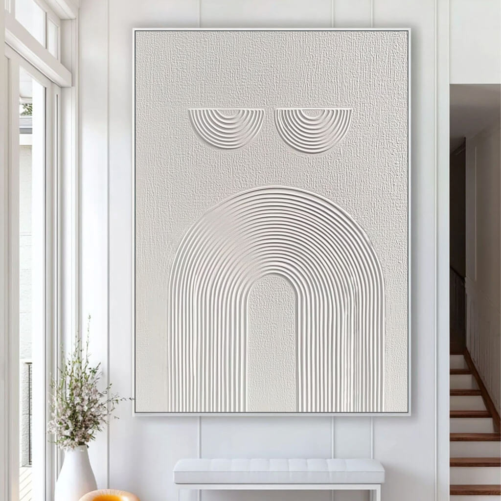 Sculptural White Line Art - Minimalist Abstract Painting #JJ 436