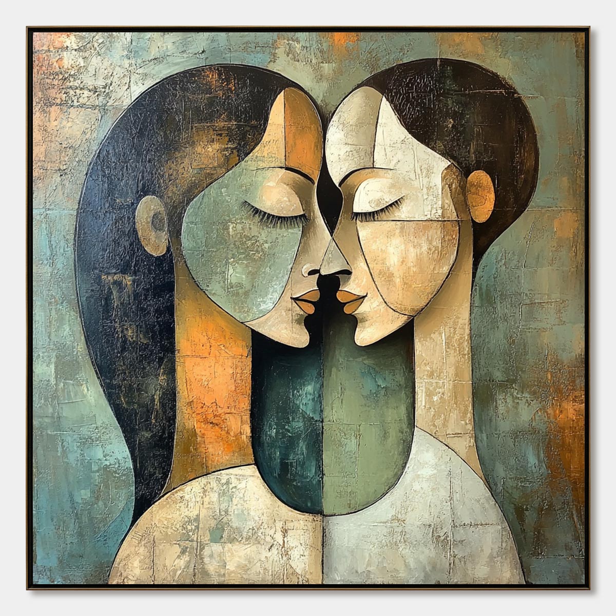 Abstract Kissing Couple Painting | Romantic Modern Wall Art #AA 119