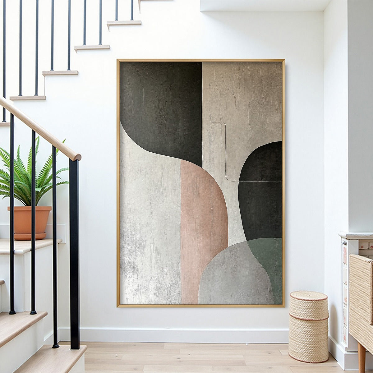 Earth Tone Abstract Wall Art | Organic Shapes Wall Painting #AA 100