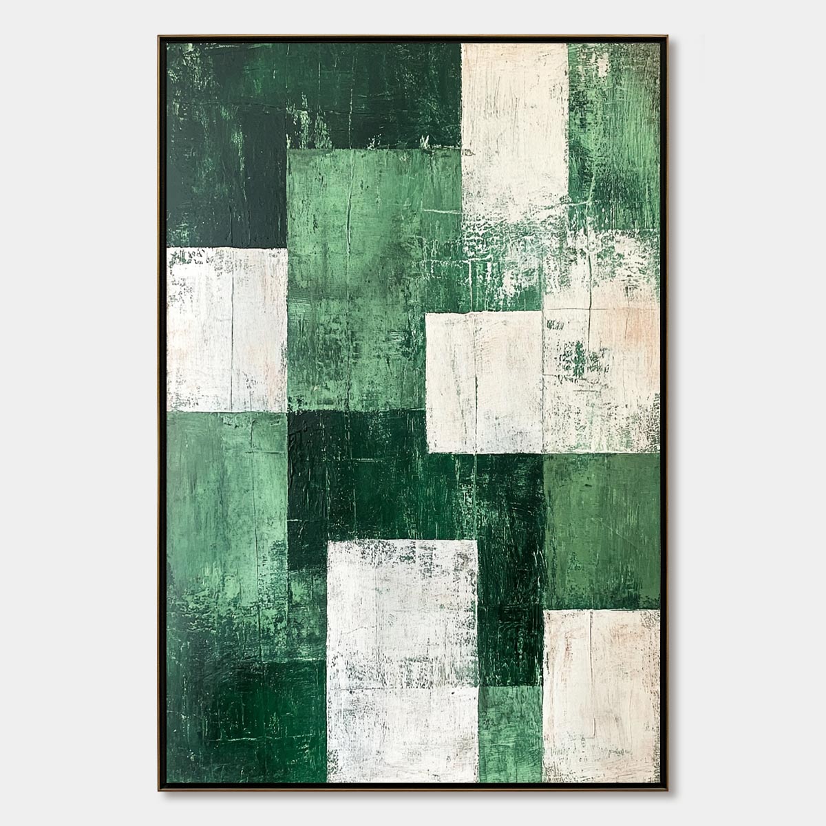 Green and White Abstract Art | Minimalist Wall Painting #AA 101