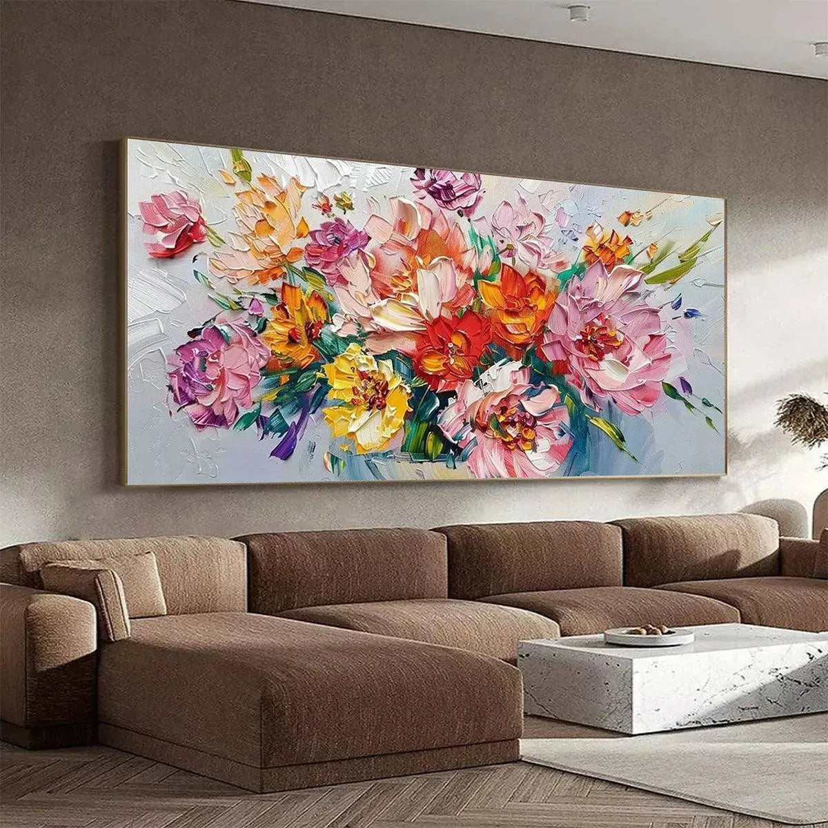 Textured 3D Floral Painting | Colorful Impasto Bouquet Art #AA 171