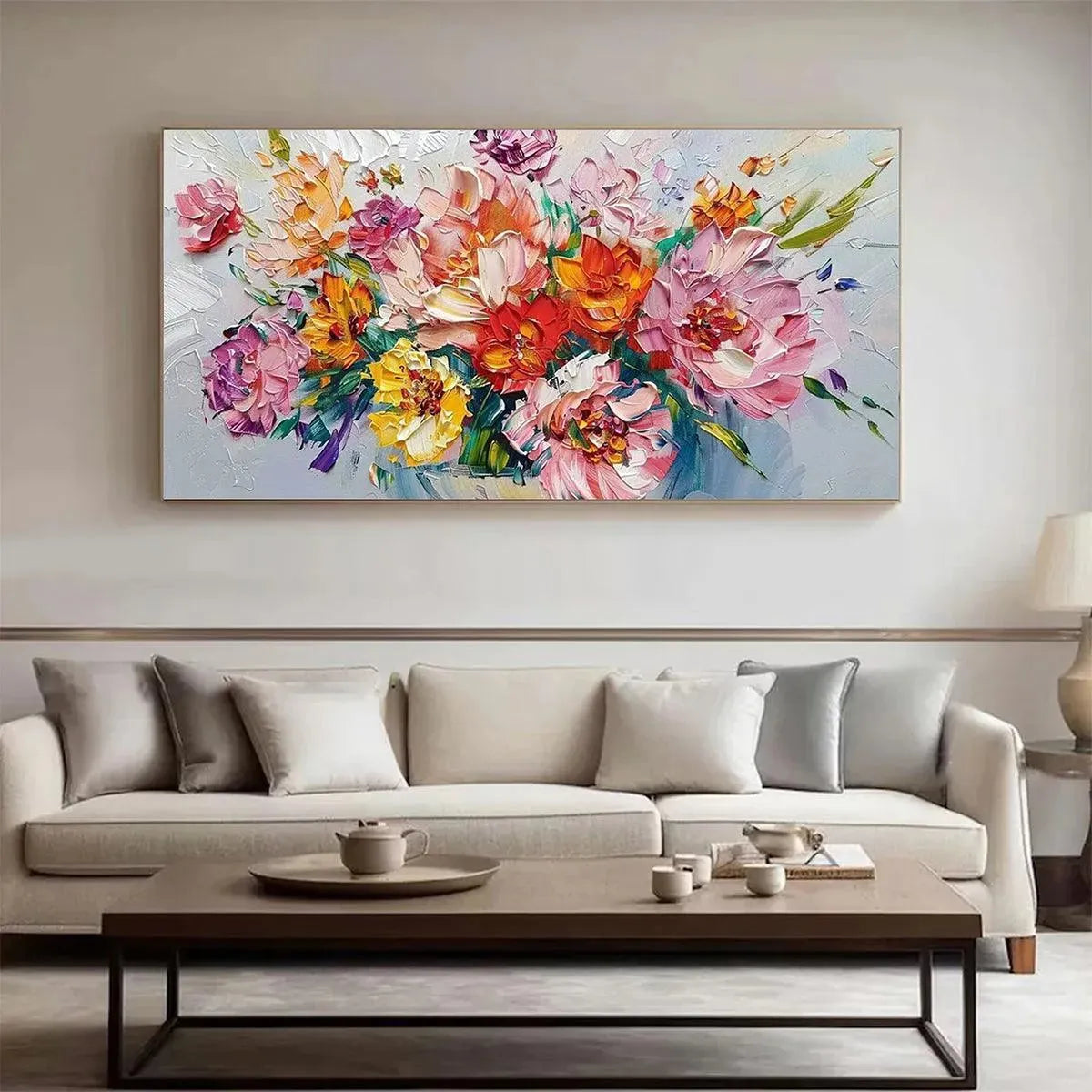 Textured 3D Floral Painting | Colorful Impasto Bouquet Art #AA 171