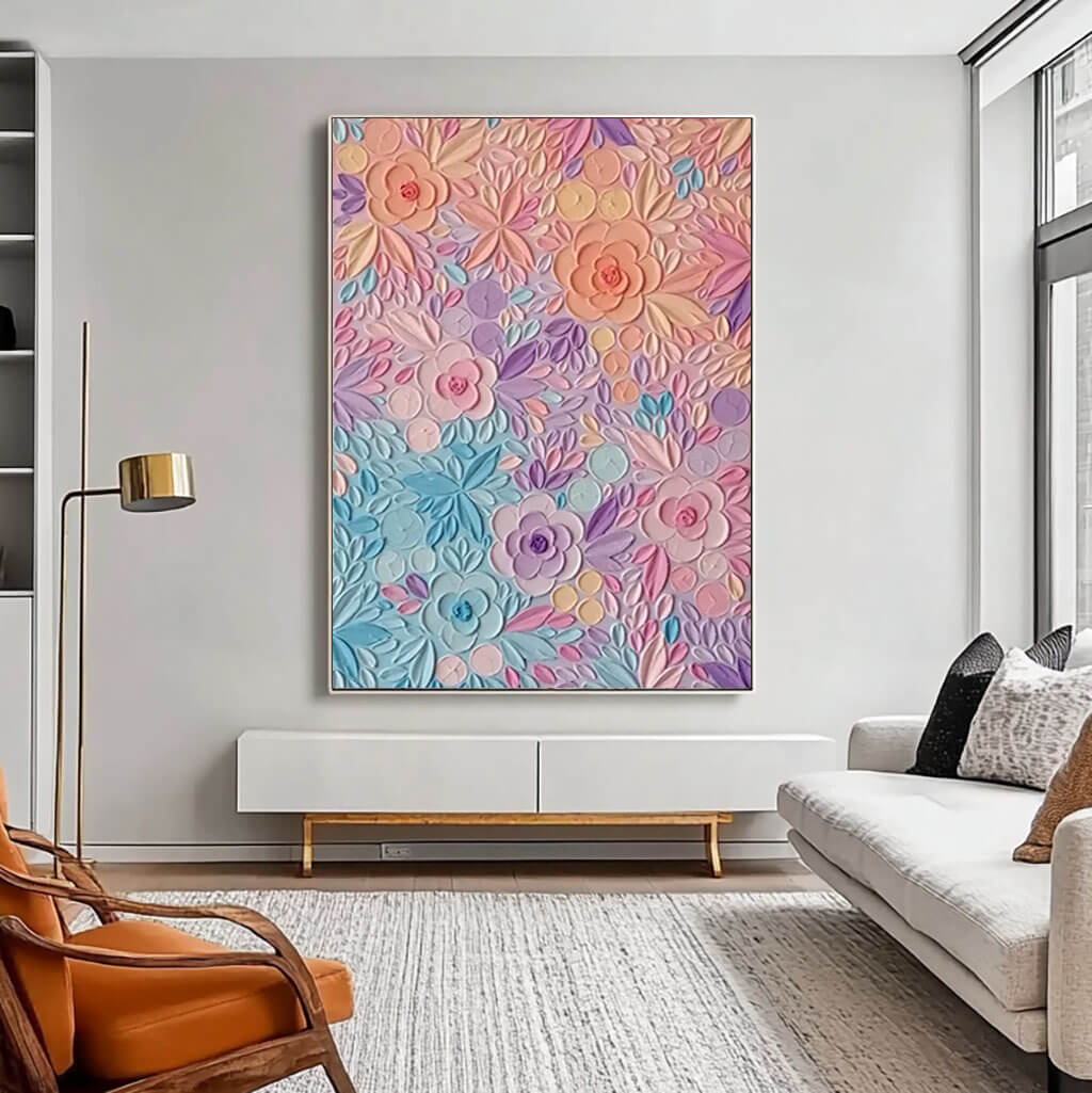 Dreamy Pastel Flower Painting | Whimsical 3D Wall Art #AA 037