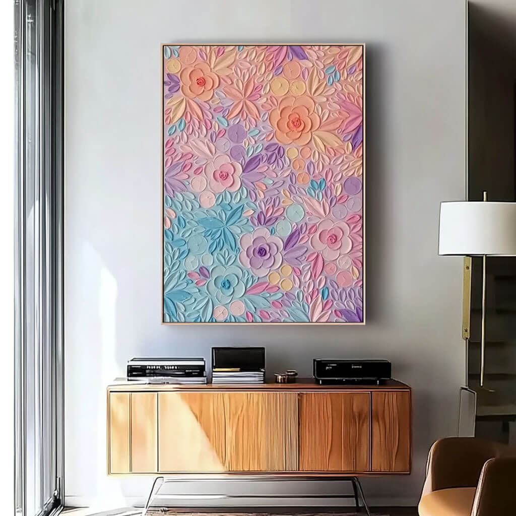Dreamy Pastel Flower Painting | Whimsical 3D Wall Art #AA 037