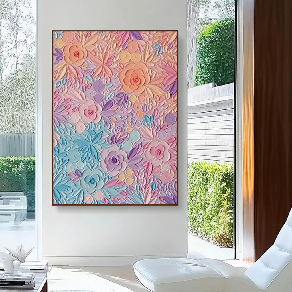 Dreamy Pastel Flower Painting | Whimsical 3D Wall Art #AA 037