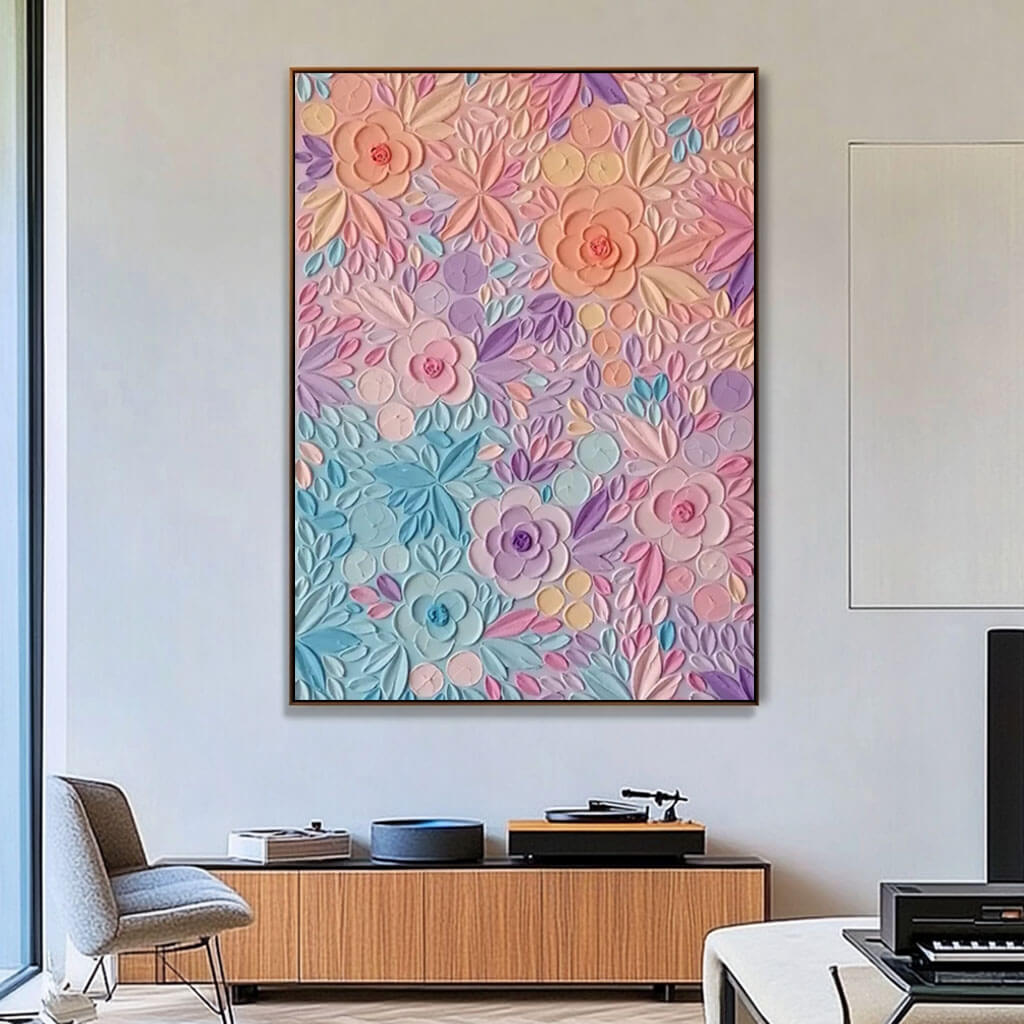 Dreamy Pastel Flower Painting | Whimsical 3D Wall Art #AA 037