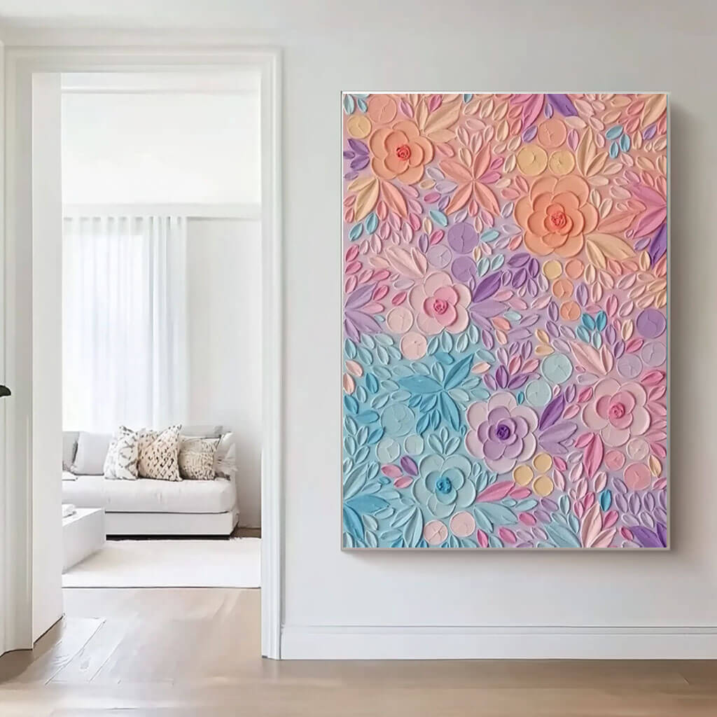 Dreamy Pastel Flower Painting | Whimsical 3D Wall Art #AA 037