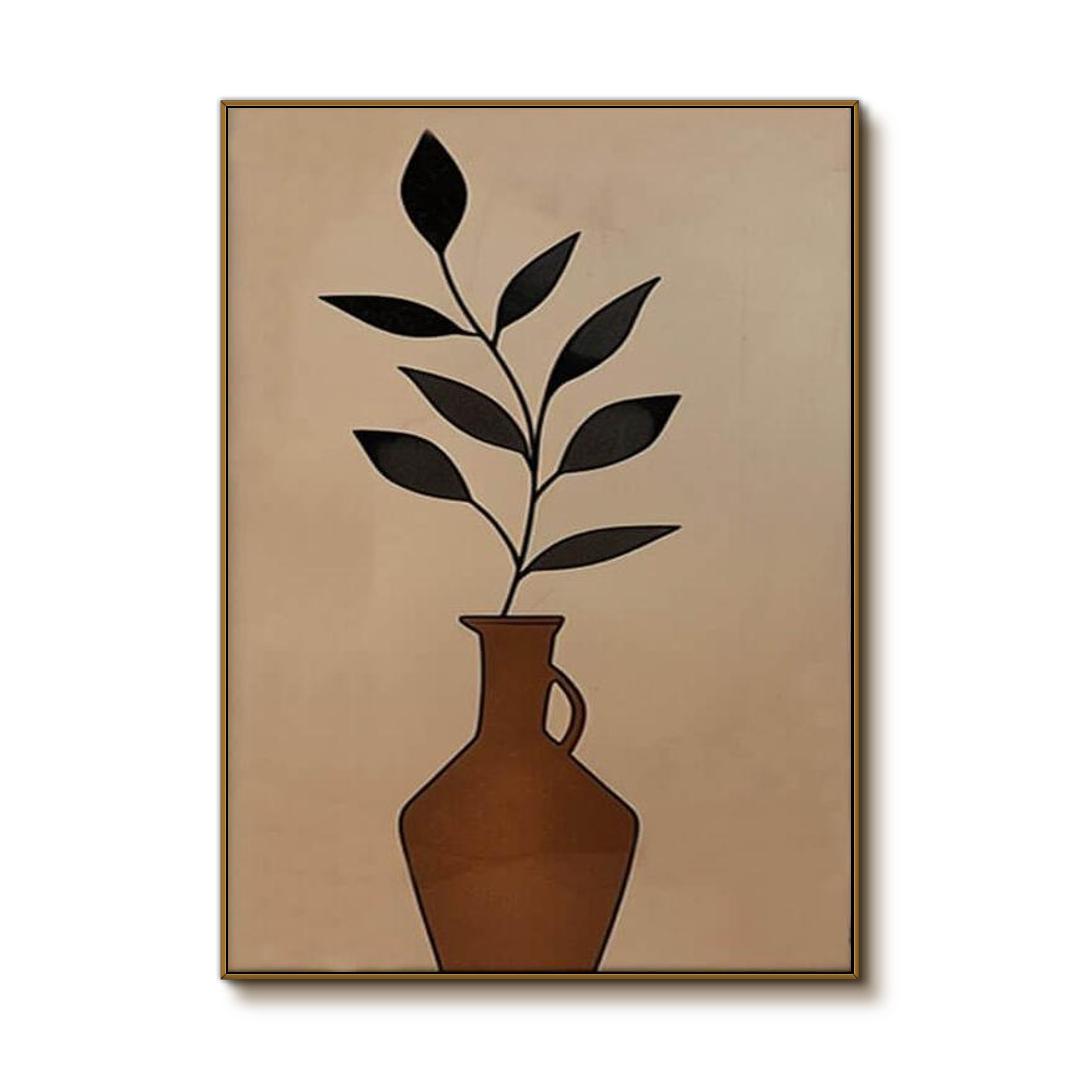 Minimalist Botanical Art | Modern Vase & Plant Painting #AA 160