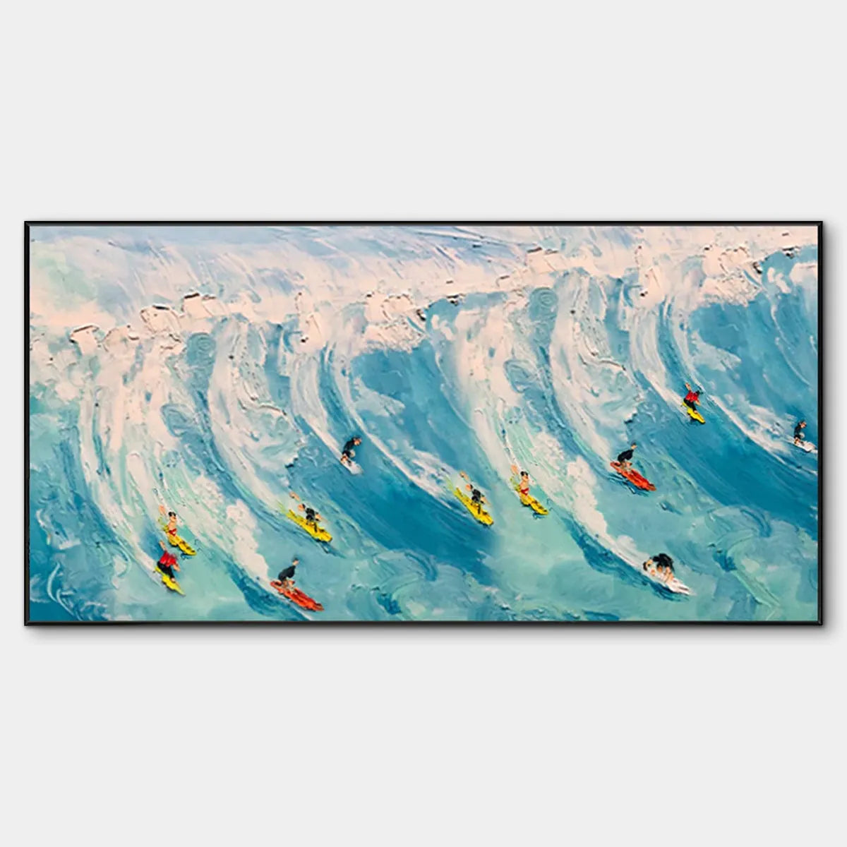 Modern Coastal Wall Art | Large 3D Surfing Wave Painting #AA 237