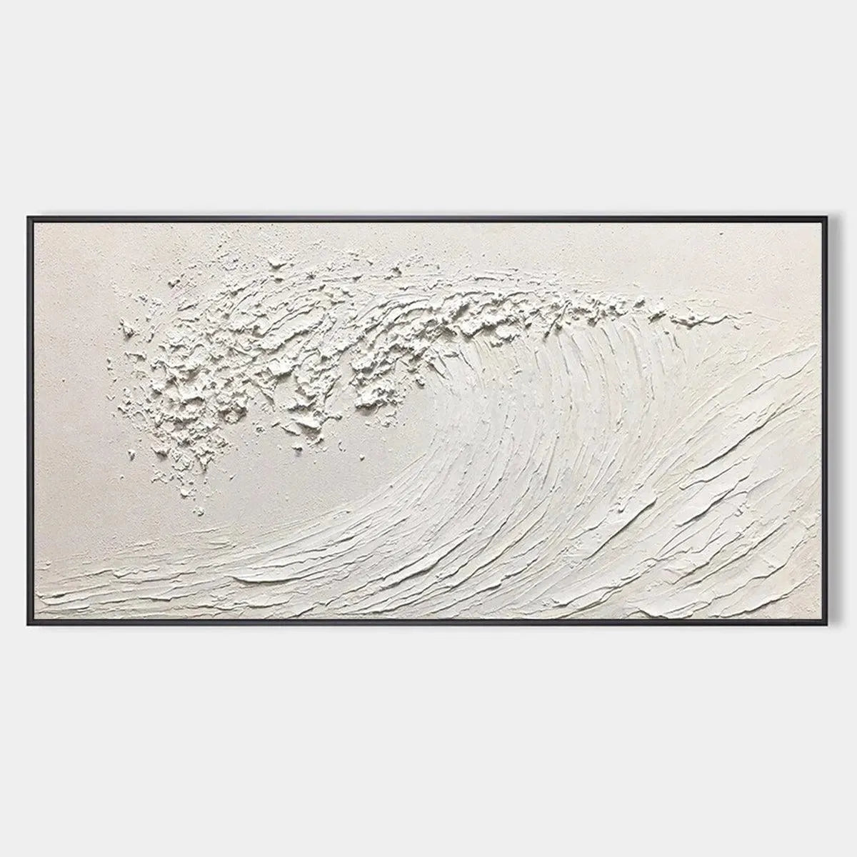 Minimalist Textured Wave Art | Original White Ocean Painting #ZZ 254