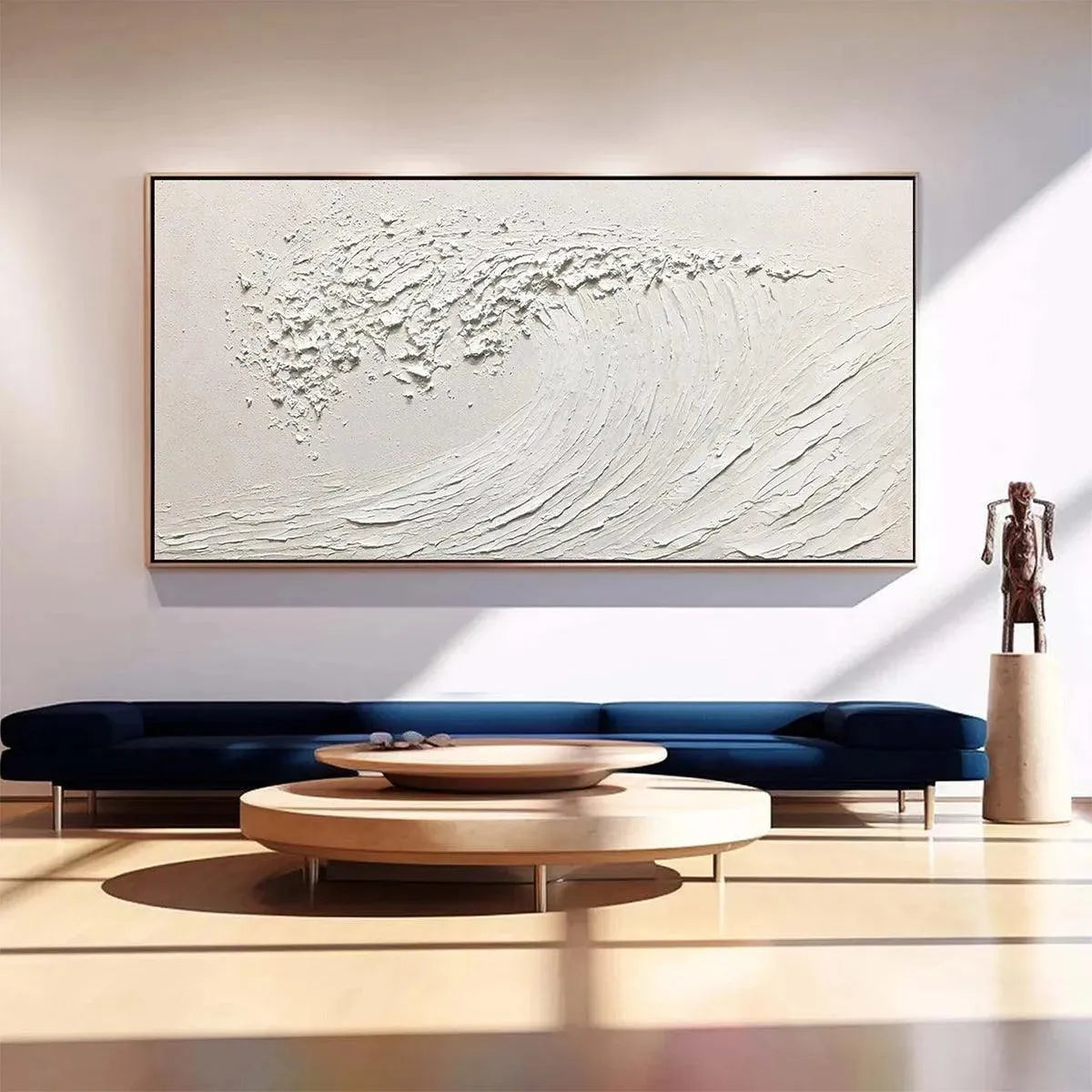 Minimalist Textured Wave Art | Original White Ocean Painting #ZZ 254