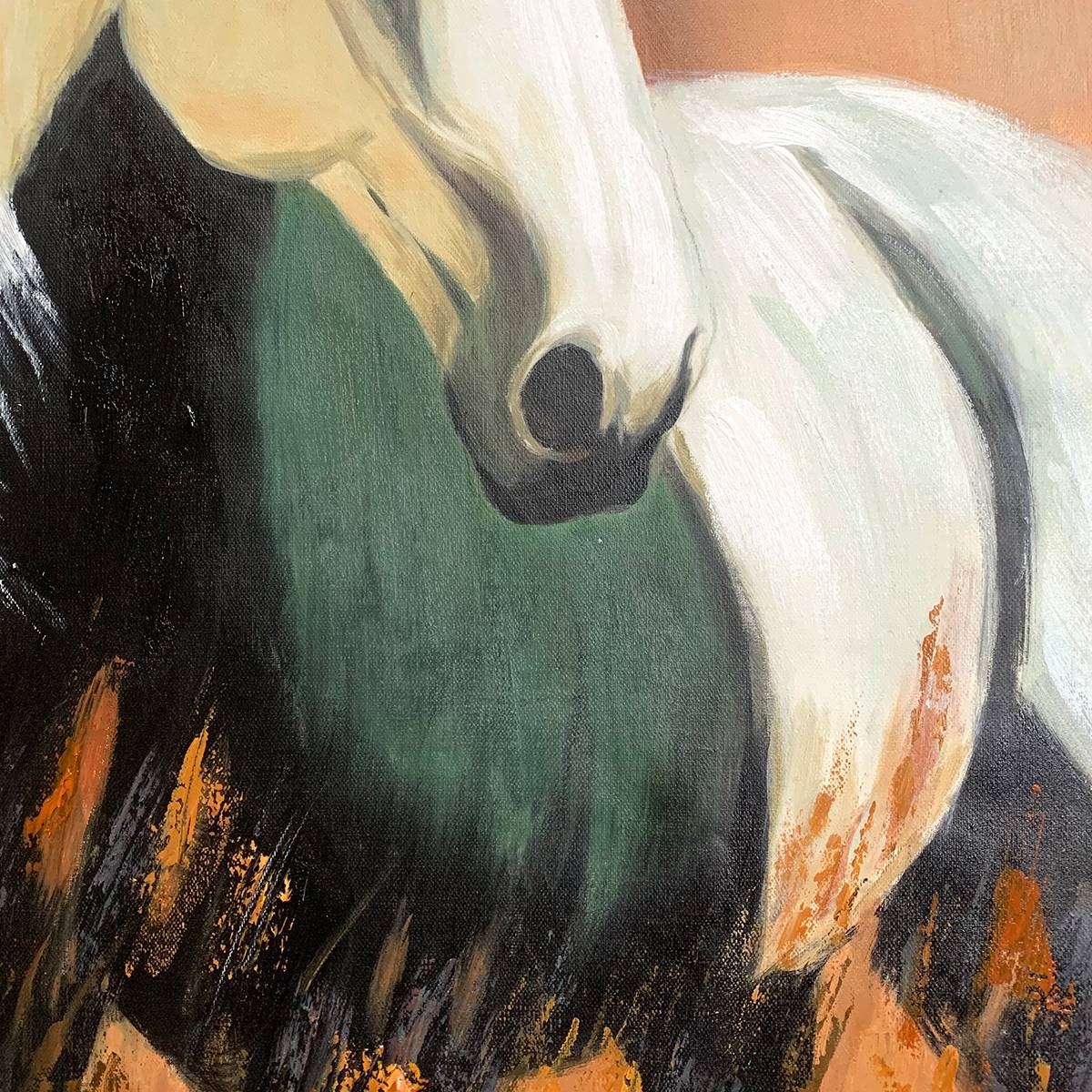 Majestic White Horse Painting | Modern Animal Wall Art #AA 180