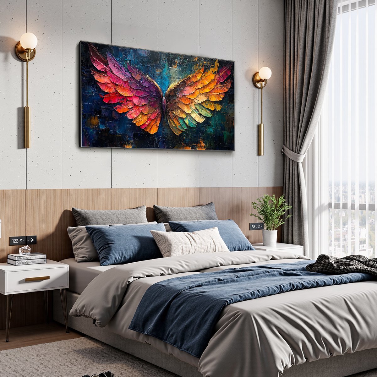 Colorful Angel Wings Painting | Vibrant Abstract Wall Art #AA 181