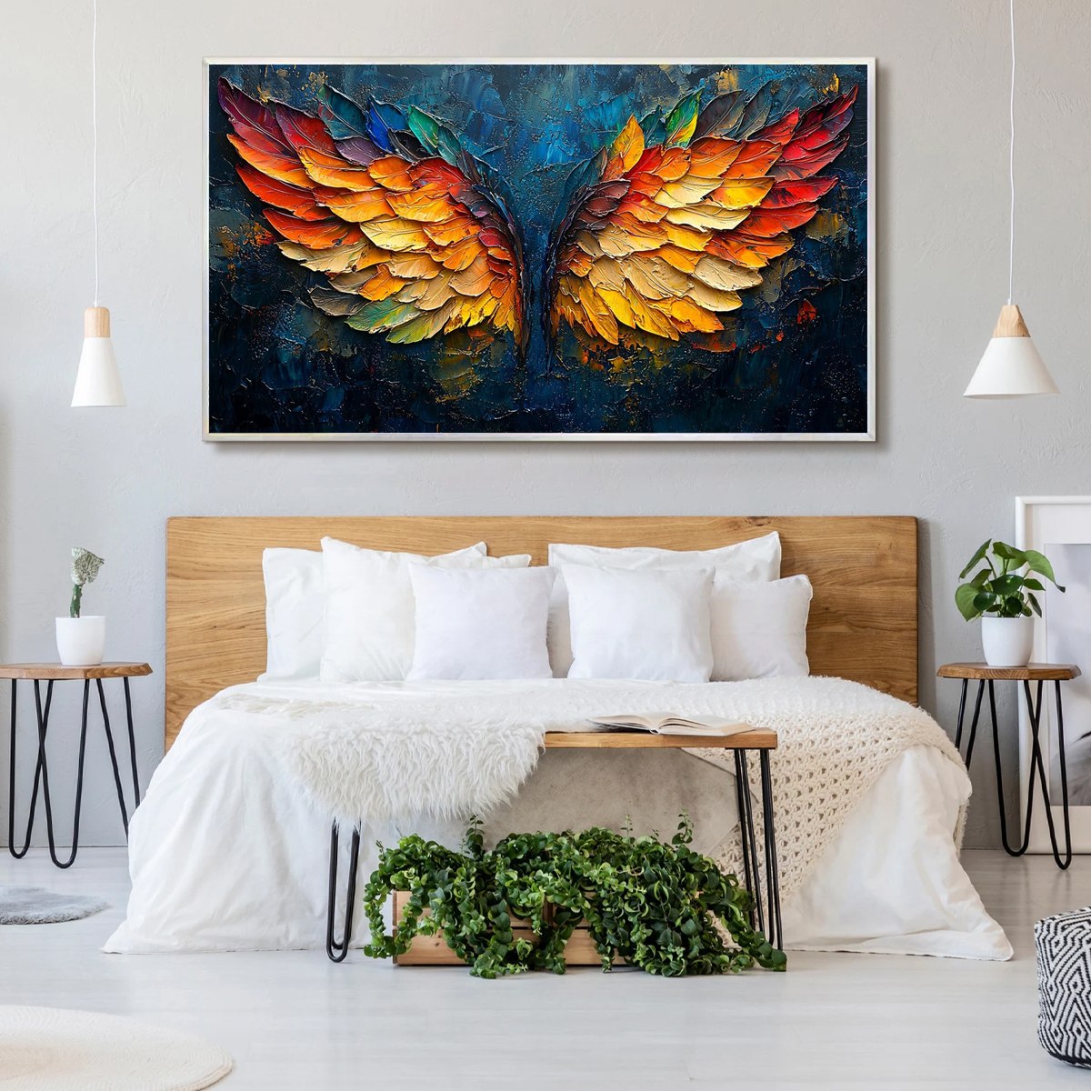 Abstract Phoenix Wings Painting | Fire and Ice Textured Art #AA 182