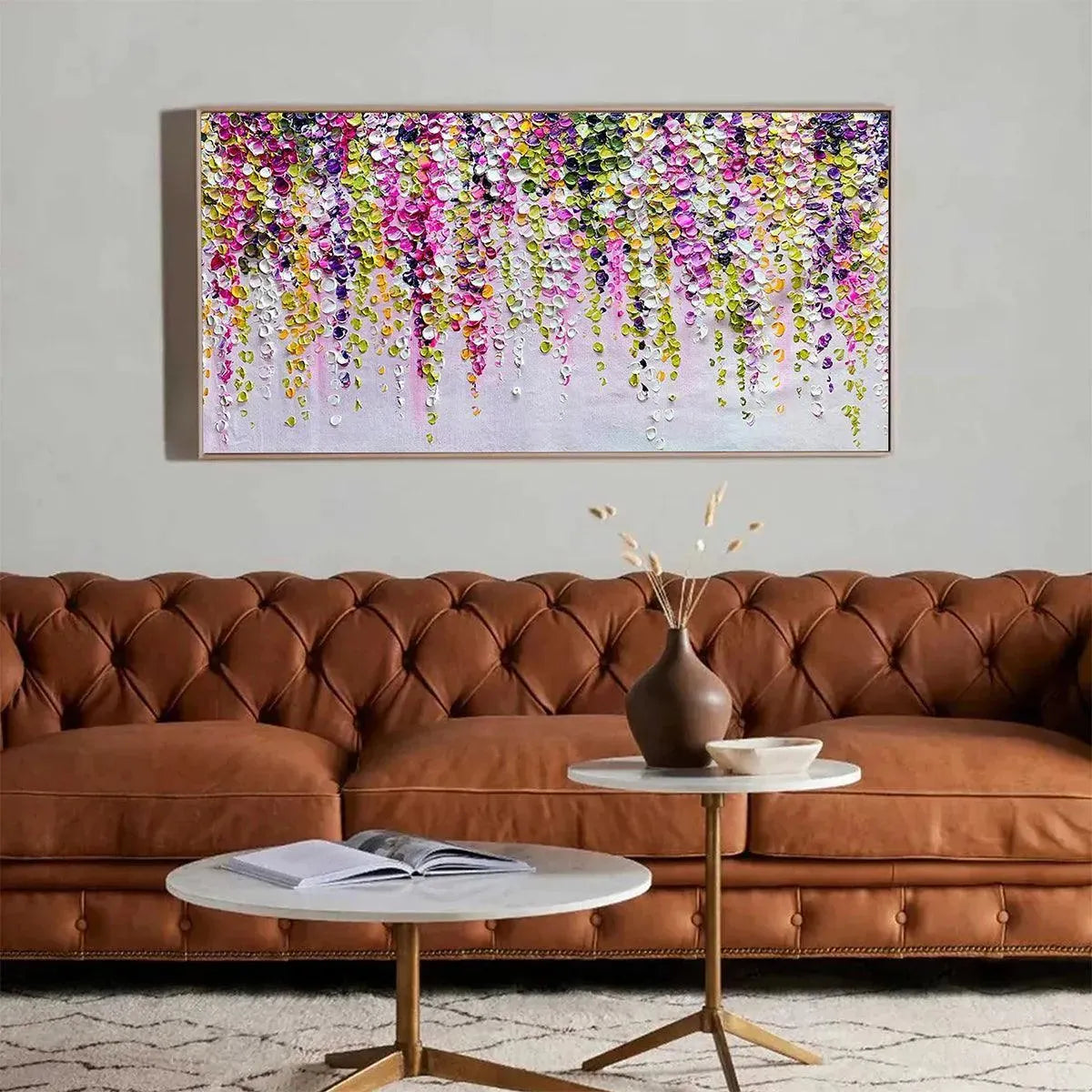 Textured 3D Wisteria Painting | Colorful Impasto Floral Art #AA 183