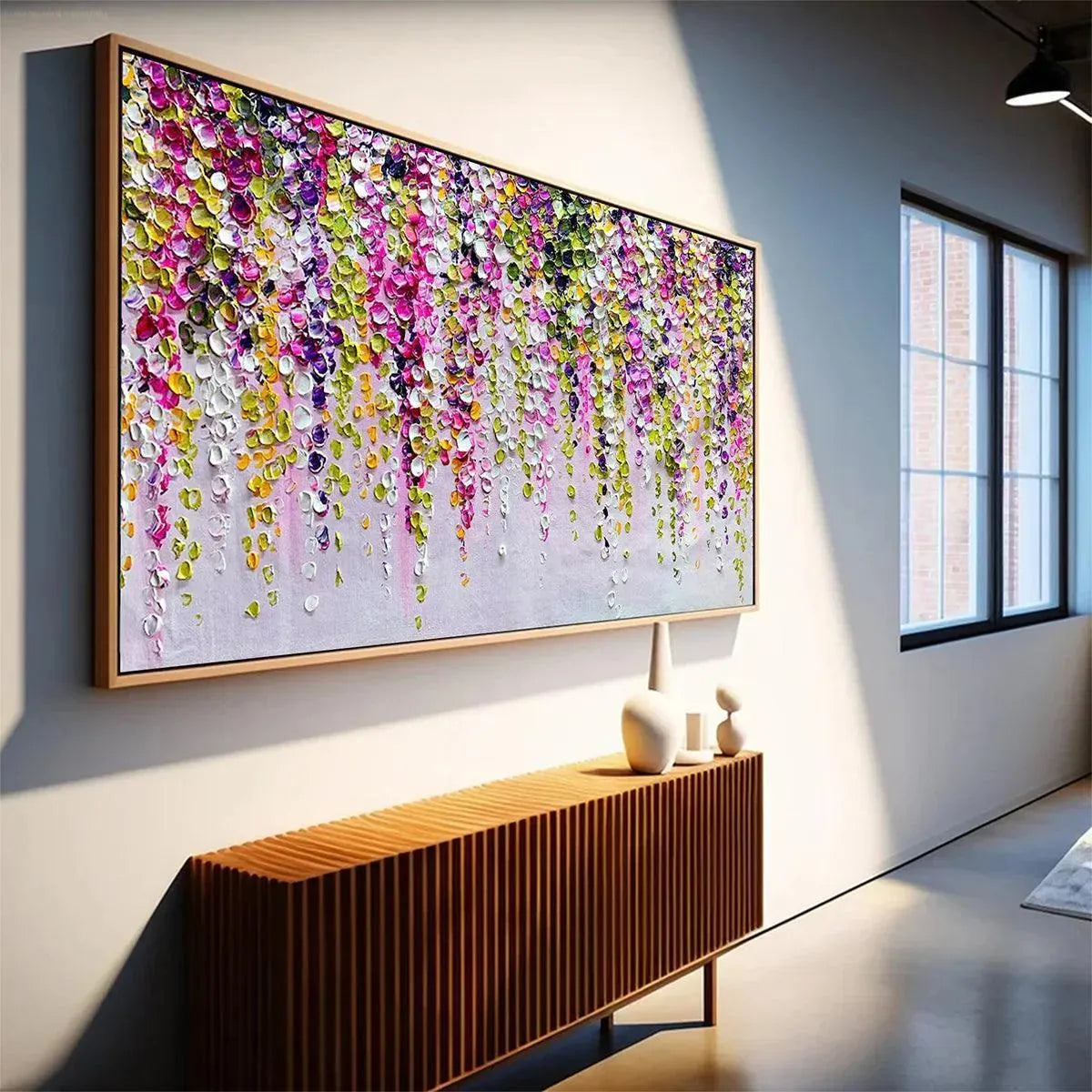 Textured 3D Wisteria Painting | Colorful Impasto Floral Art #AA 183