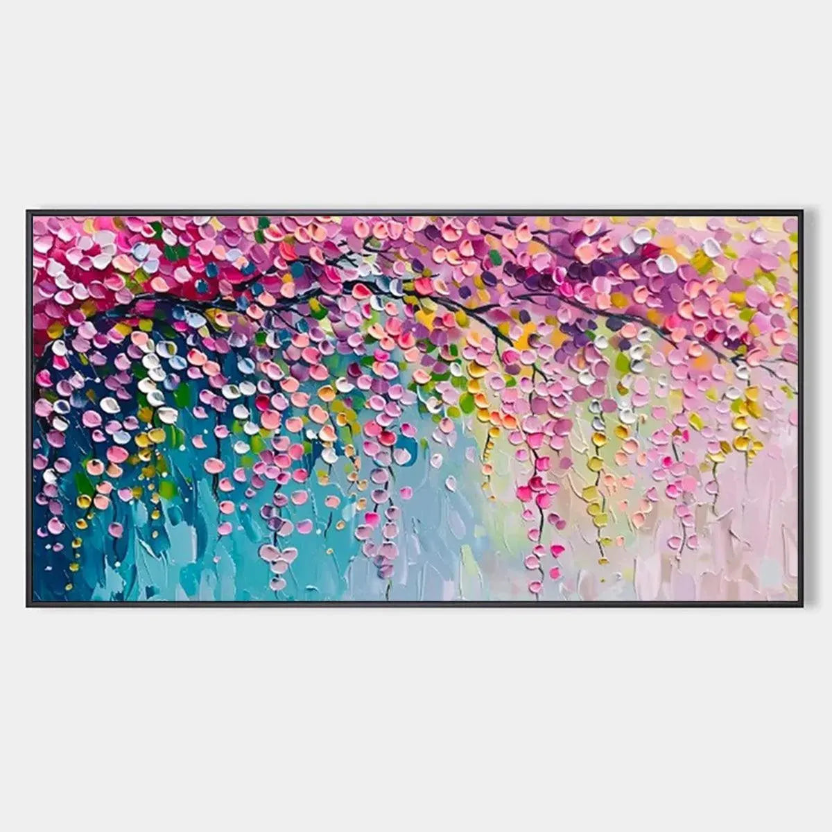 Abstract Weeping Blossom Painting | Colorful Cascade Wall Art #AA 184