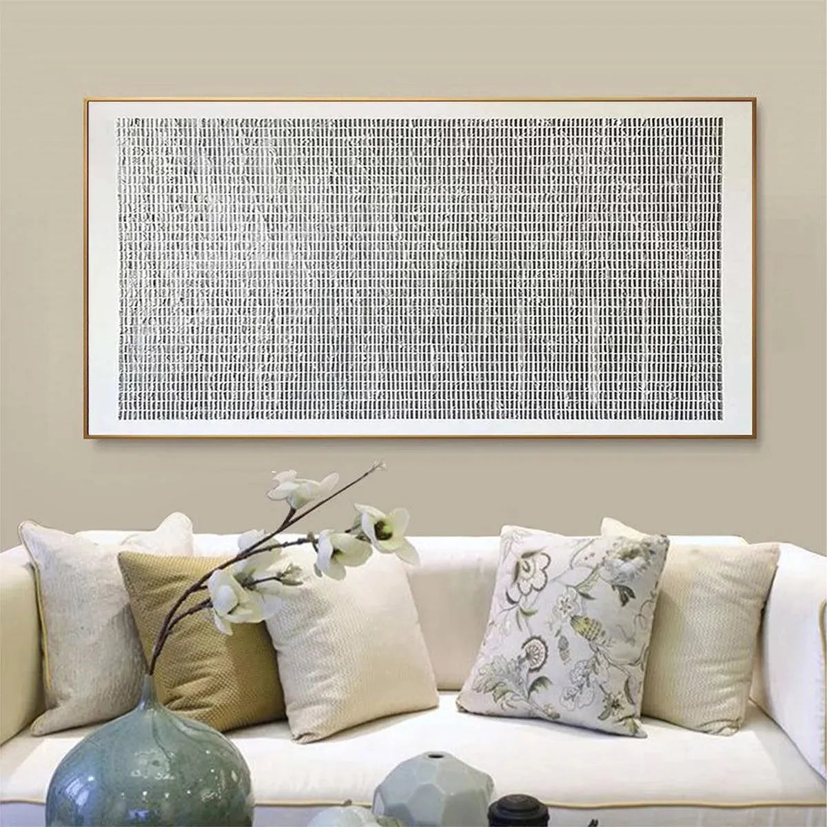 Combed Plaster Art Canvas | Modern Textured White Painting #AA 107