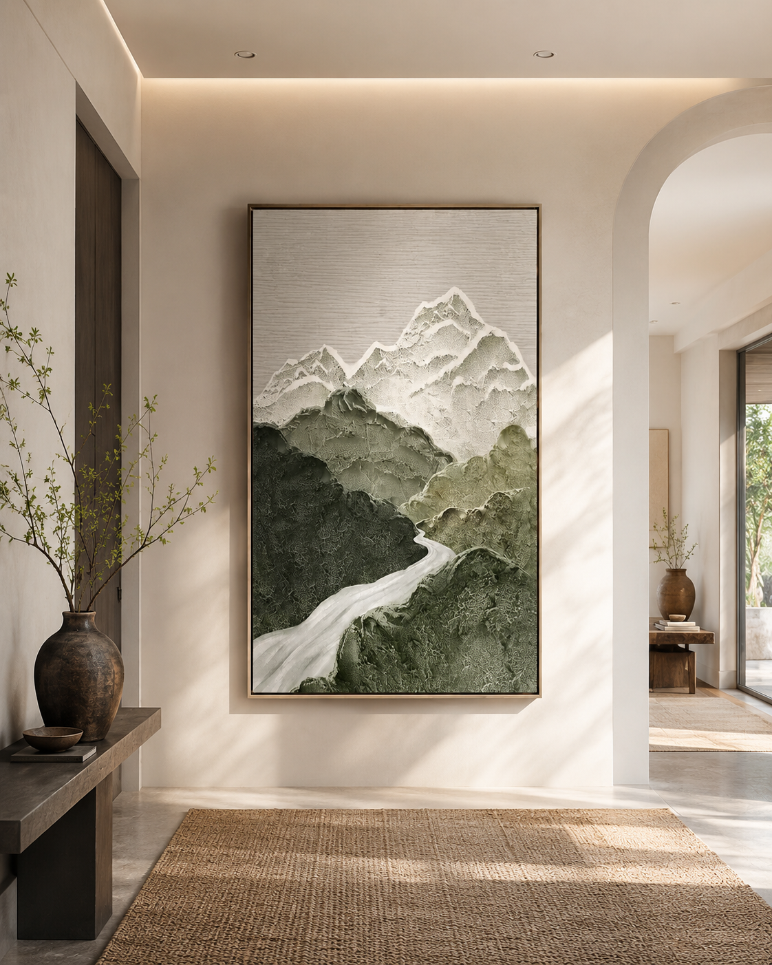 Silent Summit – Textured Mountain Wall Art for Japandi & Organic Modern Interiors
