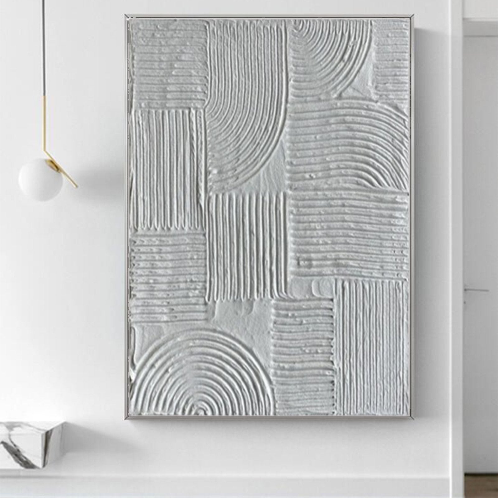 Wabi Sabi Wall Art – Modern White Abstract Canvas Painting #TC 235