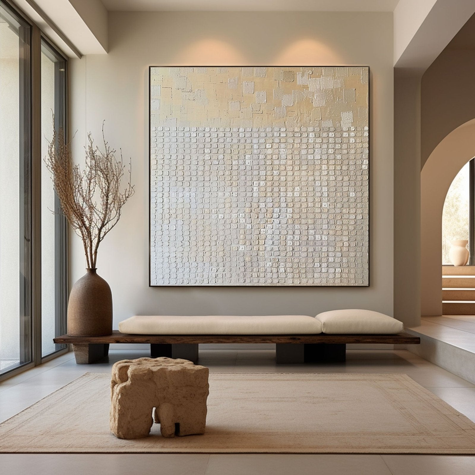 Wabi Sabi Wall Art | Oversized Minimalist Plaster Style Canvas #TC 239