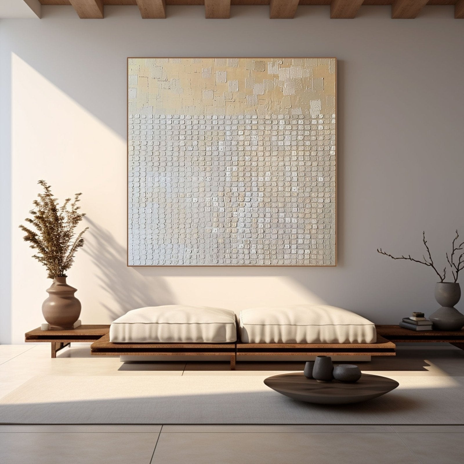 Wabi Sabi Wall Art | Oversized Minimalist Plaster Style Canvas #TC 239