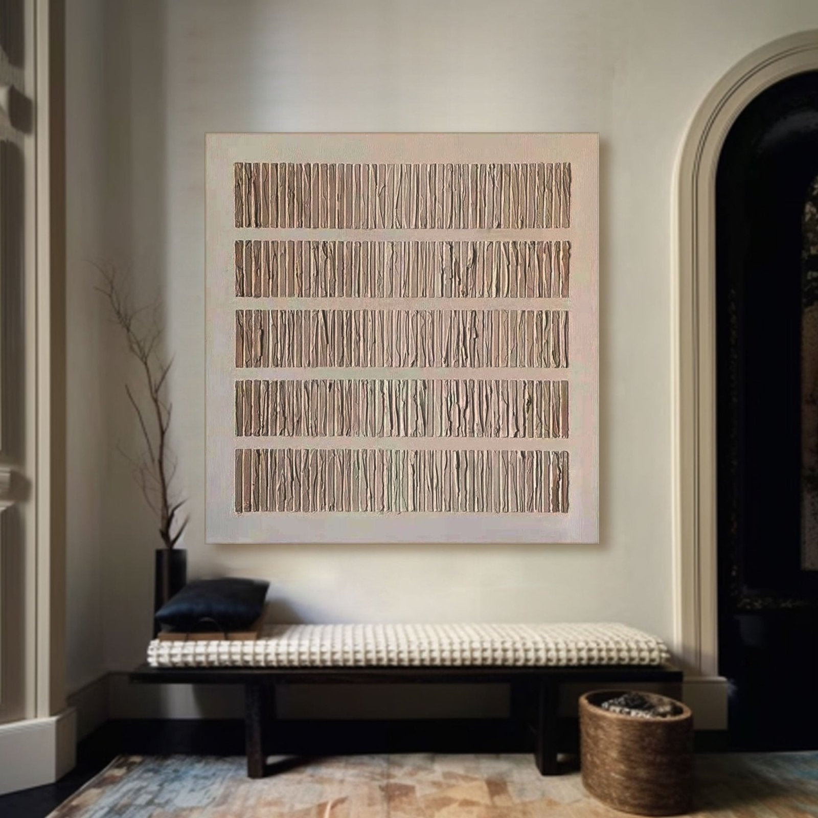 Wabi Sabi Wall Art with Textured Wood Effect | Large Square Canvas #TC 240