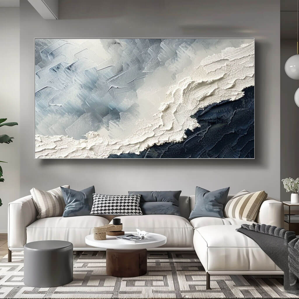 Large Abstract Seascape Art | Textured Ocean Wave Canvas #AA 015
