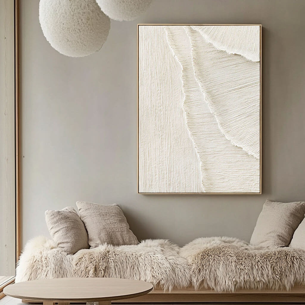 Abstract White Sand Waves Art | Coastal Minimalist Decor #AA 017