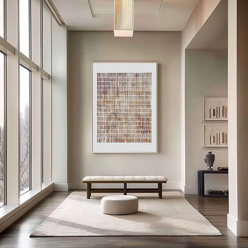 Modern Geometric Linear Art | Brown & Beige Wall Decor#AA 025