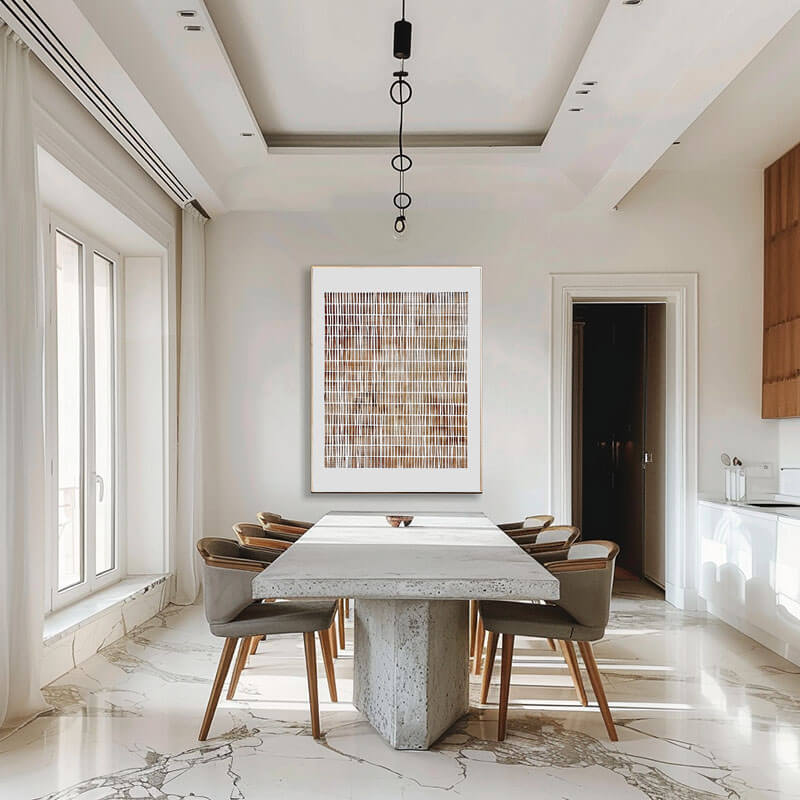 Modern Geometric Linear Art | Brown & Beige Wall Decor#AA 025