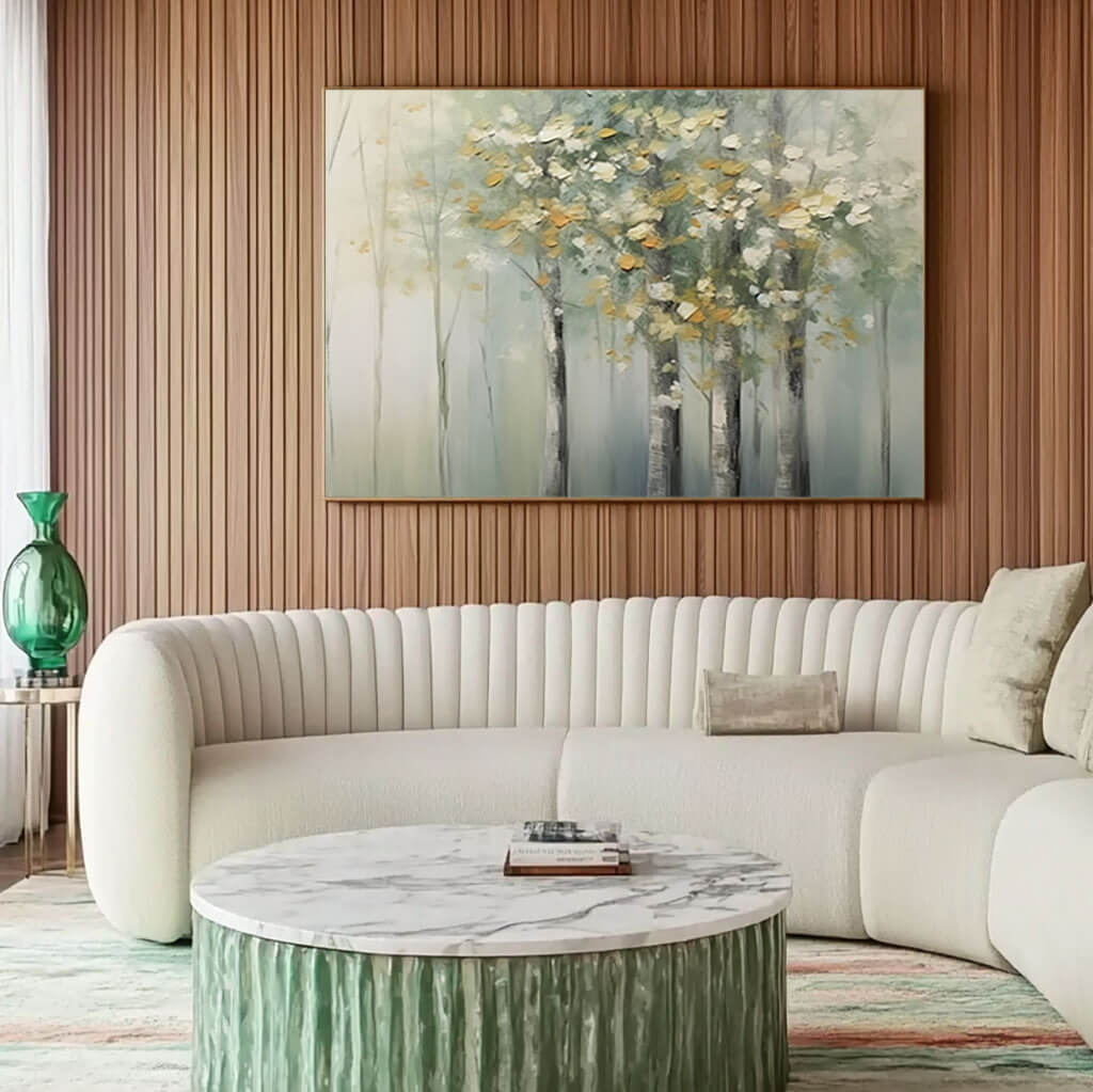 Abstract Birch Tree Forest Painting | Modern Landscape Wall Art #AA 023