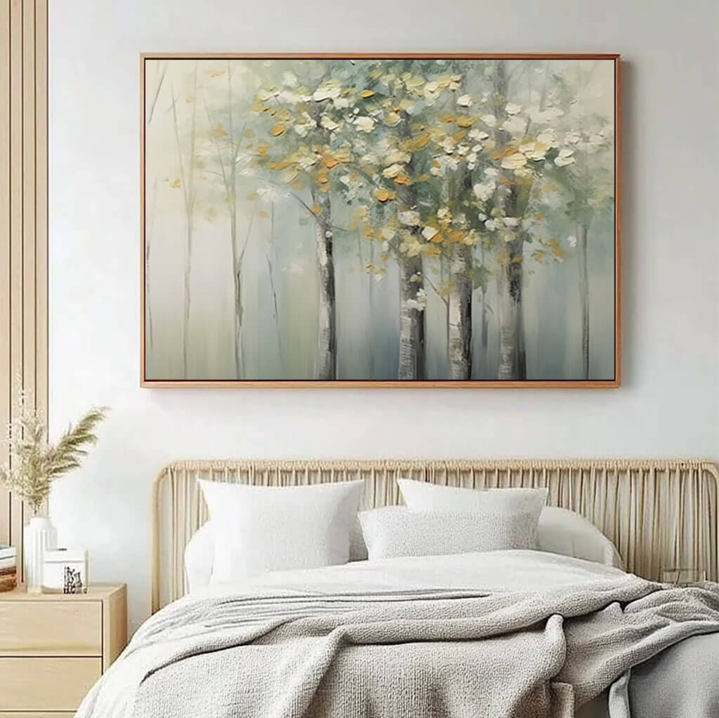 Abstract Birch Tree Forest Painting | Modern Landscape Wall Art #AA 023