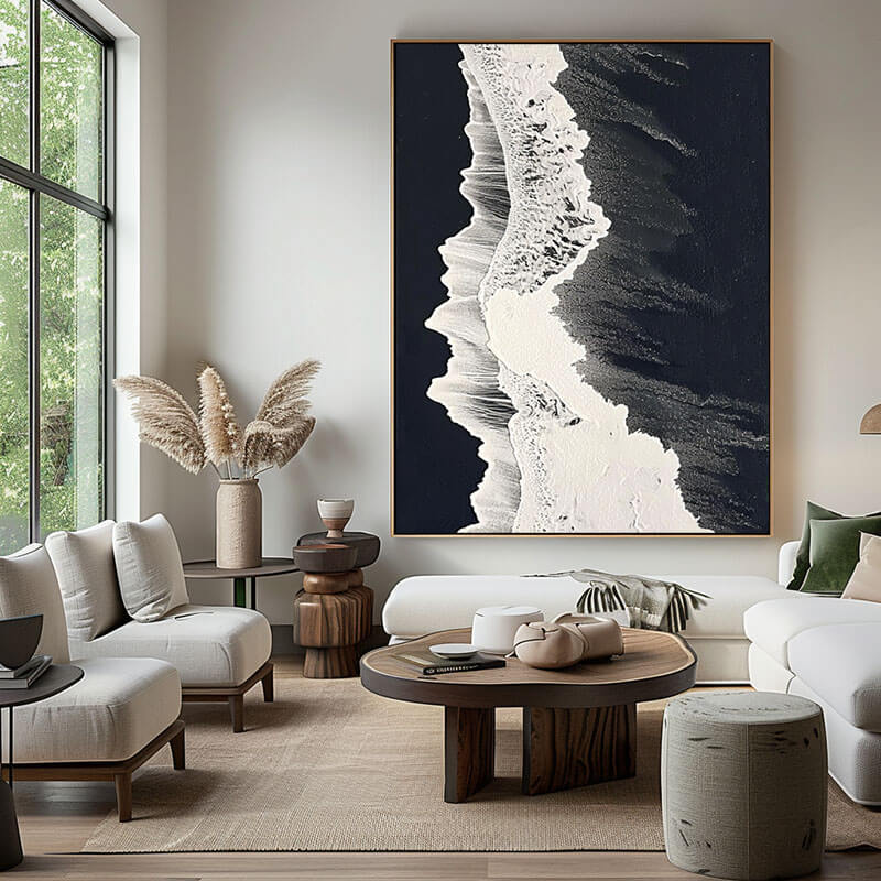 Minimalist Black & White Beach Art | Modern Coastal Decor #AA 024