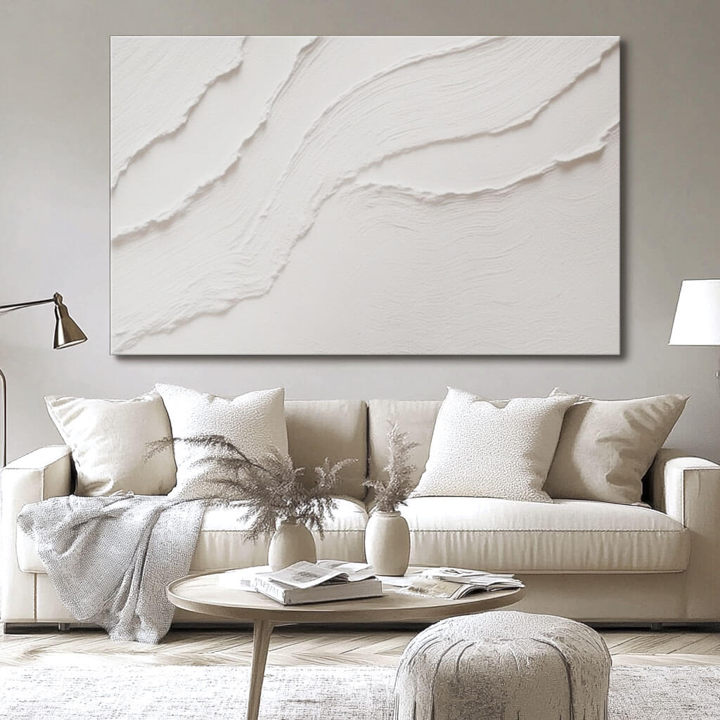 Abstract Topographic Map Art | Minimalist White Painting #AA 242
