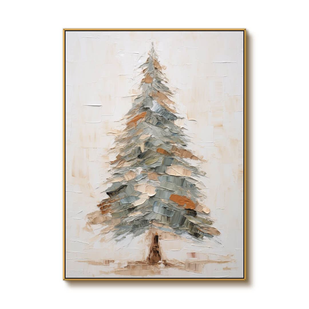 Textured Pine Tree Painting | Palette Knife Impasto Art #AA 269