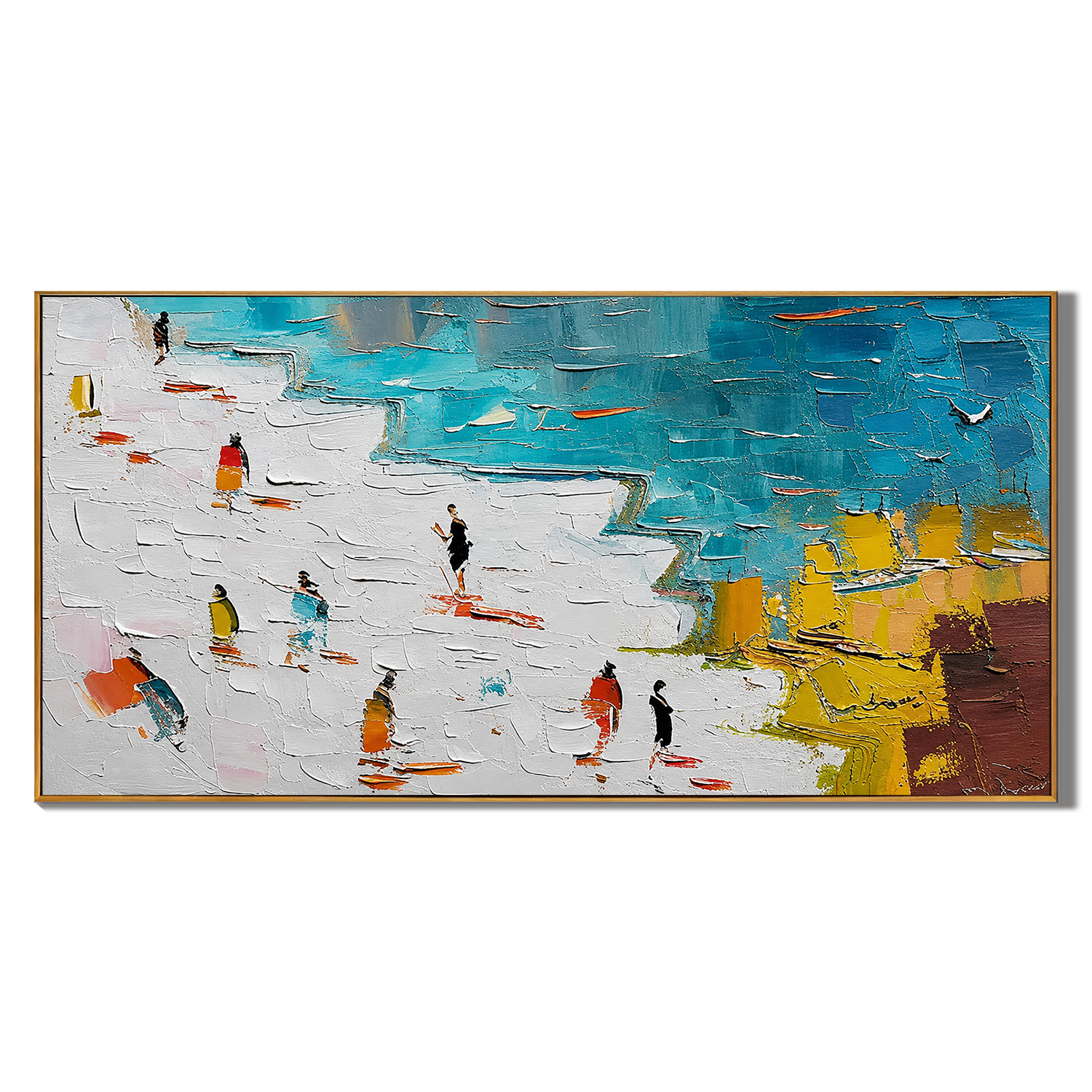 Coastal Promenade – Textured Colorful Panoramic Wall Art