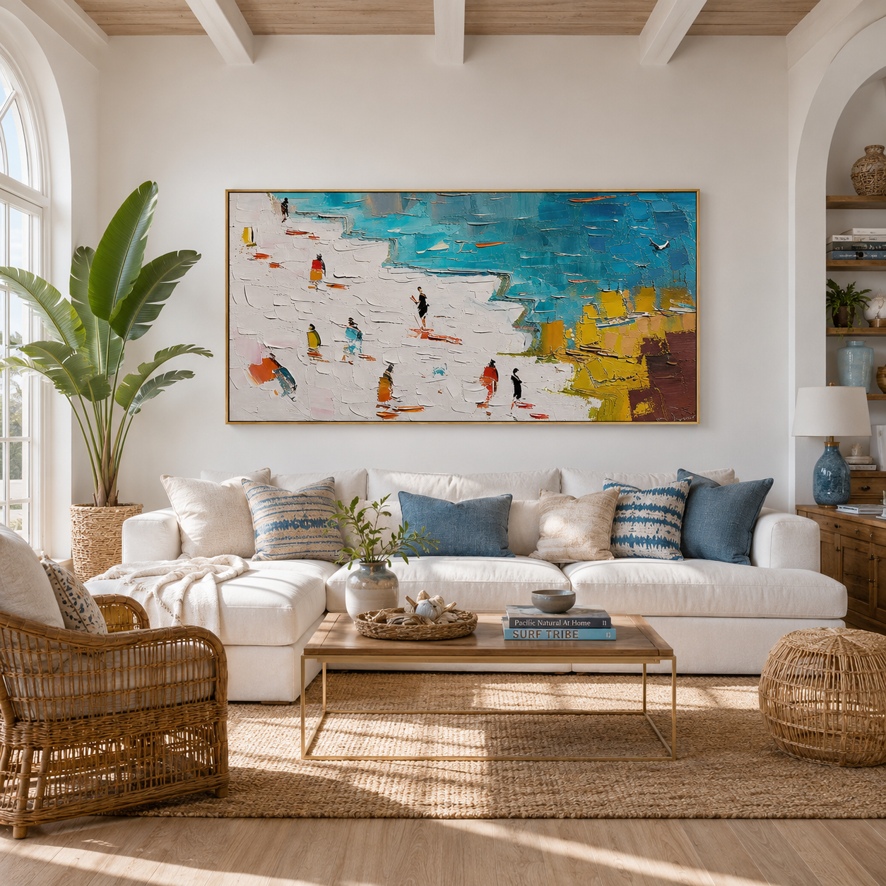 Coastal Promenade – Textured Colorful Panoramic Wall Art
